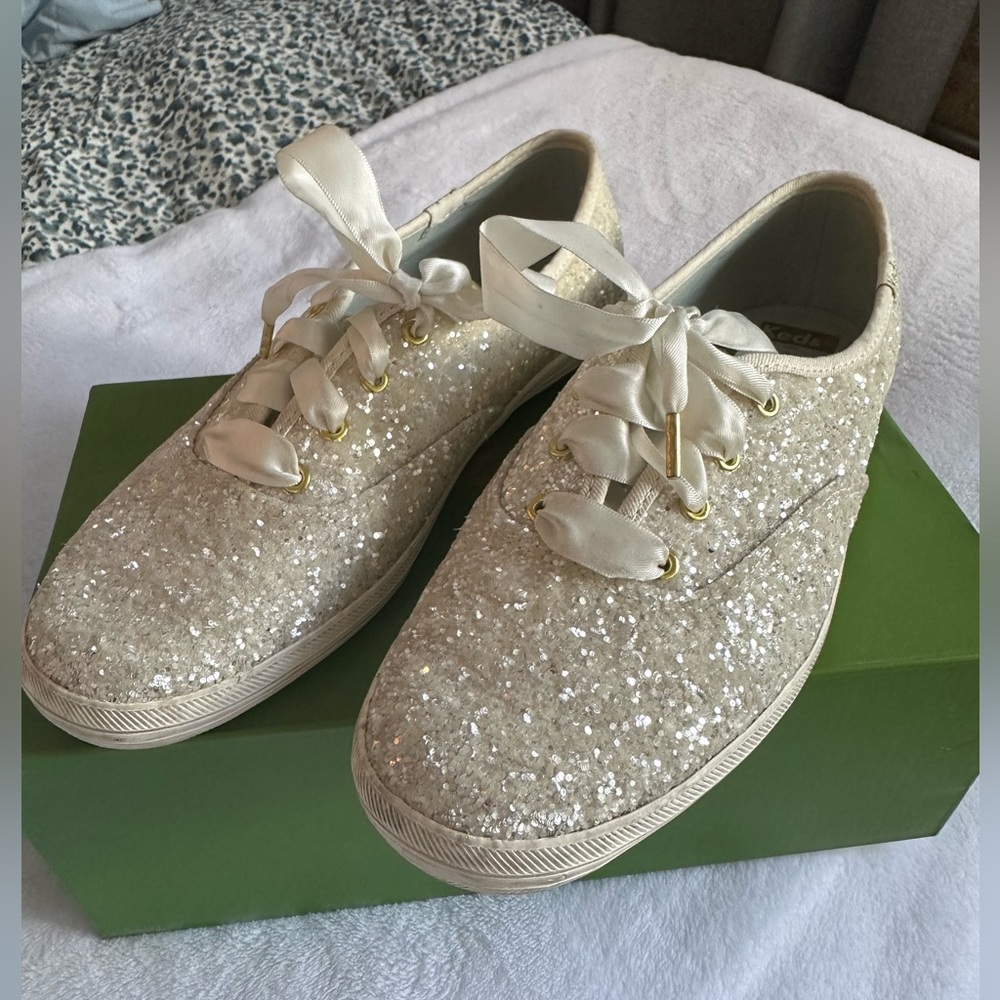Kate Spade sparkling Keds shoes with ribbon laces!